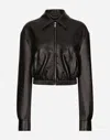 Dolce & Gabbana Logo-appliqué Leather Jacket In Black