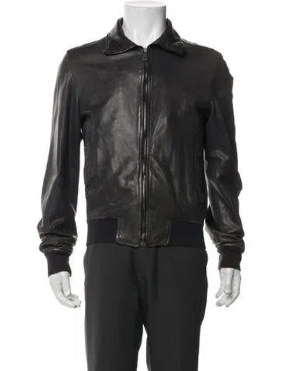Pre-owned Dolce & Gabbana Lambskin Bomber Jacket In Blue