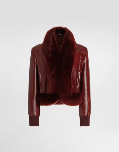 Dolce & Gabbana Lambskin Jacket In Bordeaux