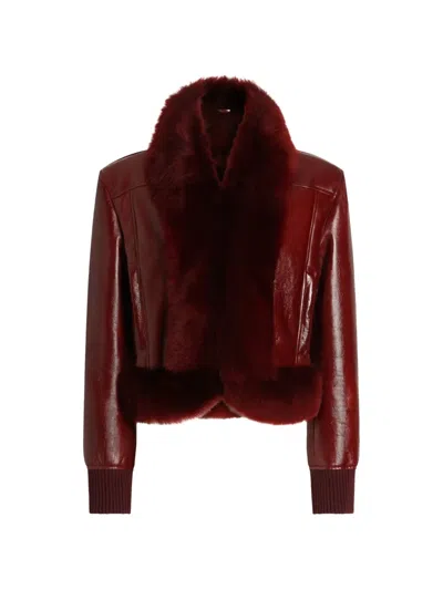 Dolce & Gabbana Lambskin Jacket In Burgundy