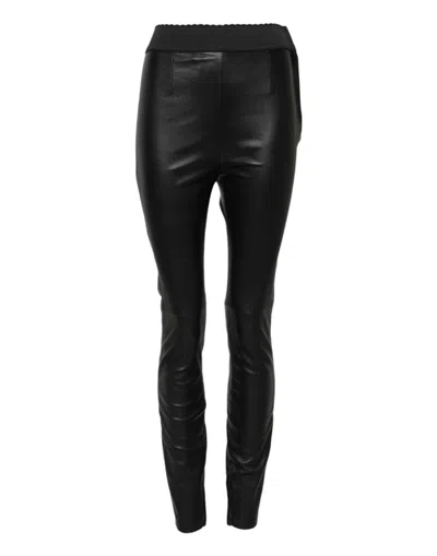 Dolce & Gabbana Lambskin Leather Leggings In Black