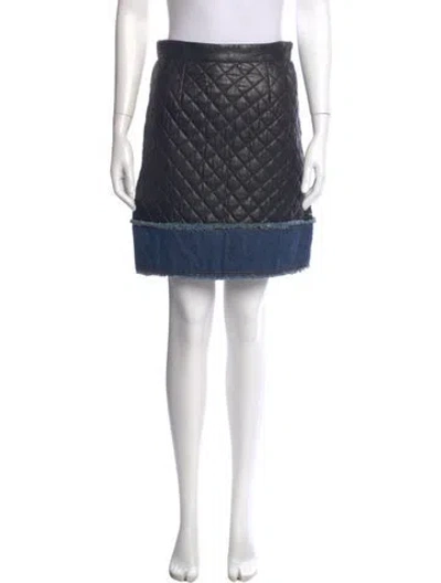 Pre-owned Dolce & Gabbana Lambskin Mini Skirt In Blue