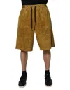 Dolce & Gabbana Brown Lambskin Suede Men Bermuda Shorts In Brown