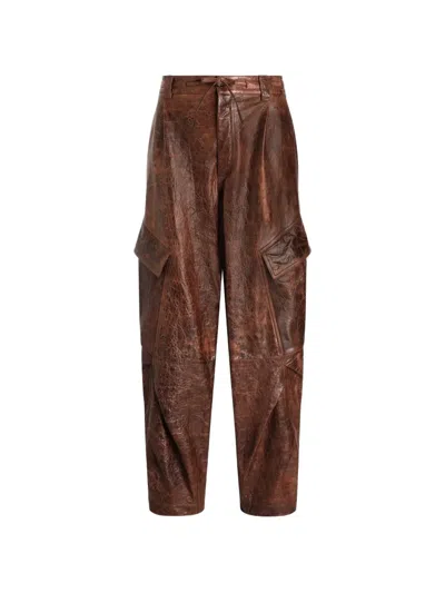 Dolce & Gabbana Lambskin Trousers In Brown