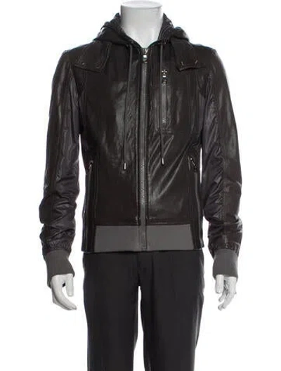 Pre-owned Dolce & Gabbana Lambskin Windbreaker In Gray