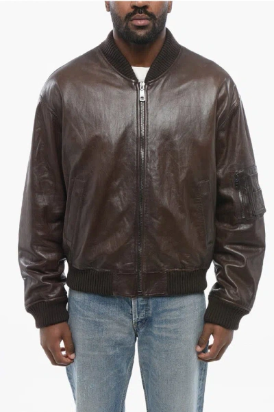 Dolce & Gabbana Lambskin Zip-up Bomber Jacket