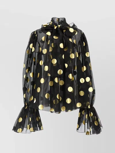 DOLCE & GABBANA LAMÉ BLOUSE WITH POLKA DOT PATTERN