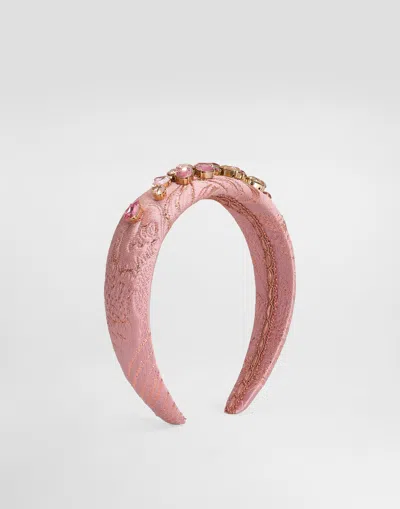 Dolce & Gabbana Kids' Lamé Brocade Headband In Pink