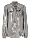 Dolce & Gabbana Lamé Chiffon Shirt In Silver