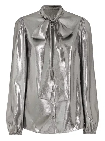 Dolce & Gabbana Lamé Chiffon Shirt In Silver