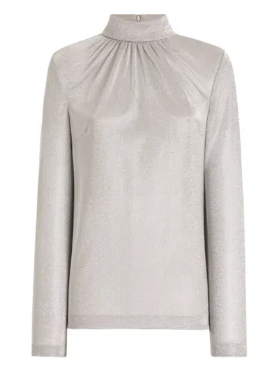 Dolce & Gabbana Lamé Jersey Top In Gray