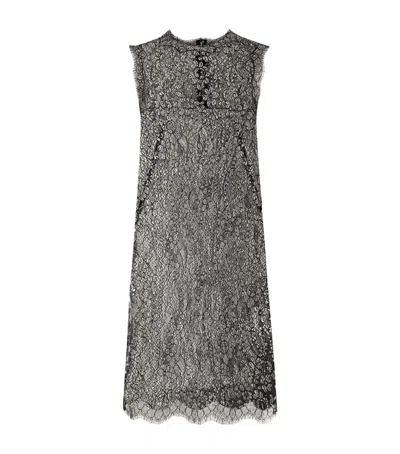 Dolce & Gabbana Lamé Lace Mini Dress In Gray