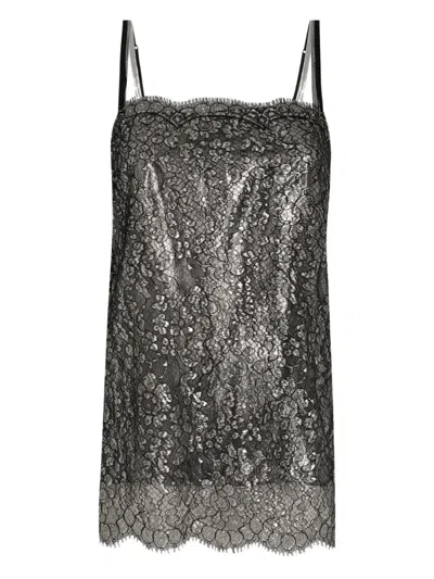 Dolce & Gabbana Lamé Lace Top In Black