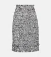 Dolce & Gabbana Raschel Tweed Midi Pencil Skirt In Grey