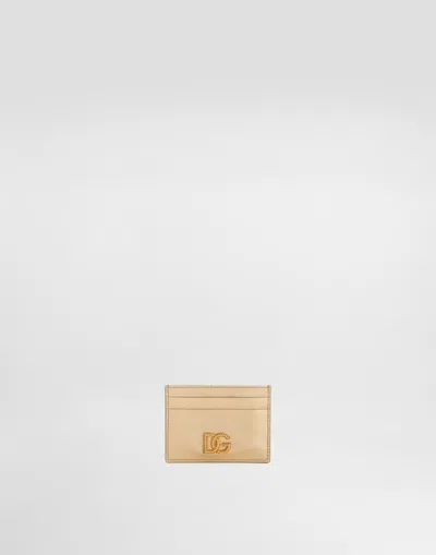 DOLCE & GABBANA LAMINATED CALFSKIN CARD HOLDER WITH DG LOGO