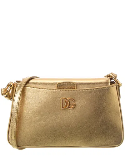Dolce & Gabbana Laminated Leather Phone Bag In Gold