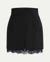 Dolce & Gabbana Lana Double Crepe Lace-trim Mini Skirt In Black