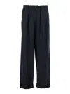 Dolce & Gabbana Black Wool Wide-leg Pant In Black