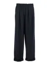 Dolce & Gabbana Black Wool Wide-leg Pant In Black