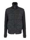 Dolce & Gabbana Herringbone-pattern Ribbed-knit Bomber Jacket In Gray
