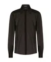Dolce & Gabbana Silk Chiffon Shirt With Satin Details In Black