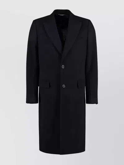 DOLCE & GABBANA LAPEL COLLAR SINGLE-BREASTED WOOL COAT