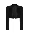 Dolce & Gabbana Cropped Wool-blend Tuxedo Blazer In Black