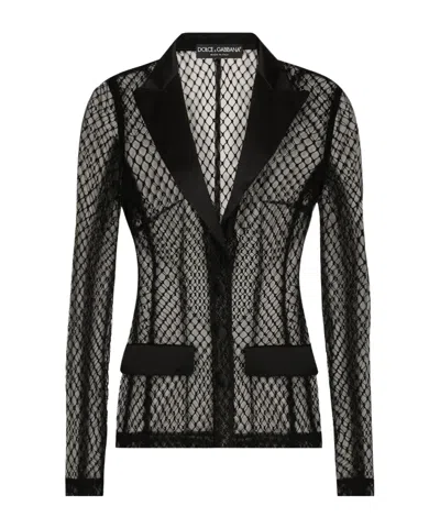 Dolce & Gabbana Lapel Long Sleeve Casual Jacket In Black