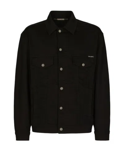 Dolce & Gabbana Dolce  Gabbana Logo Patch Padded Corduroy Jacket In Black
