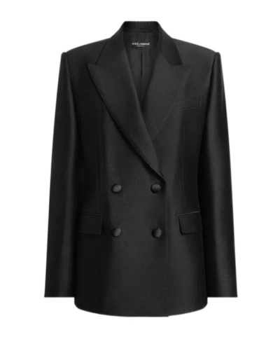 Dolce & Gabbana Lapel Long-sleeved Suit Jacket In Black