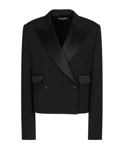 Dolce & Gabbana Double-breasted Gabardine Blazer - Women's - Silk/virgin Wool/polyester In Black