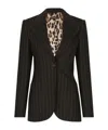 Dolce & Gabbana Giacca Turlington Monopetto In Gessato Di Lana In Black
