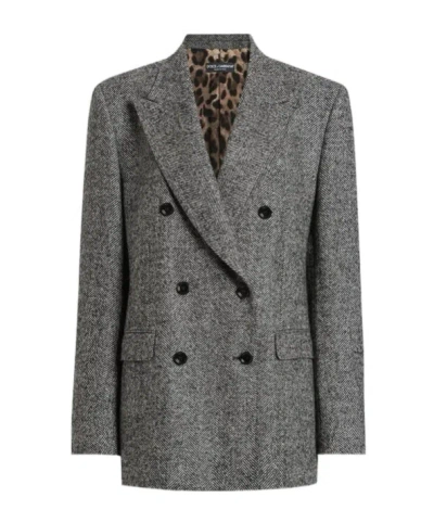 DOLCE & GABBANA HERRINGBONE DOUBLE-BREASTED JACKET