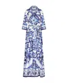 Dolce & Gabbana Foulard-print Belted Silk Twill Long Robe In Blue