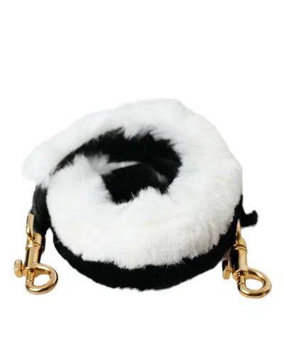 Dolce & Gabbana Lapin Fur Colorblock Mini Bag In Black And White