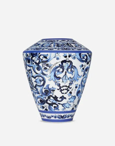Dolce & Gabbana Large Amphora Porcelain Vase In Blue