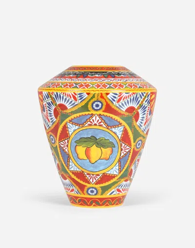 Dolce & Gabbana Large Amphora Porcelain Vase In Multi