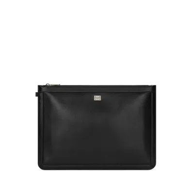 Dolce & Gabbana Large Calfskin Pouch In Black