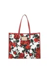 Dolce & Gabbana Large Floral Print Shopping Tote In Red