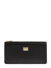 Dolce & Gabbana Large Card Holder With Branded Plate And Zip In Black
