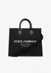 Dolce & Gabbana Large Coated Logo Tote Bag In Black