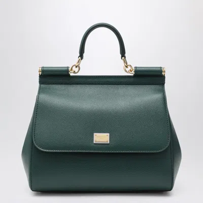 Dolce & Gabbana Large Dark Green Sicily Hand Bag In Blue