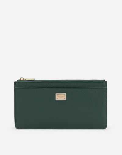 Dolce & Gabbana Large Dauphine Calfskin Card Holder In Green