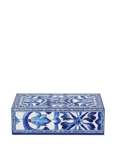 Dolce & Gabbana Large Decorated Trinket Box (25cm X 18.5cm) In Blue