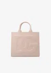 Dolce & Gabbana Large Dg Embossed Tote Bag In Calf Leather In Pink