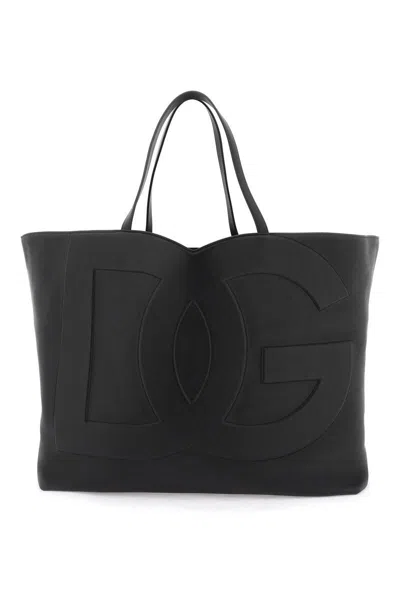 Dolce & Gabbana Large Dg Logo Shopping Bag In Nero