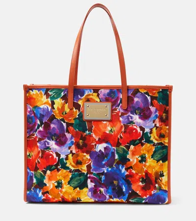 Dolce & Gabbana Large Floral Canvas Shopper In Multicoloured