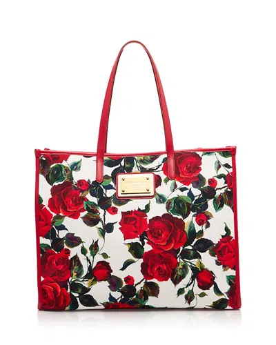 Dolce & Gabbana Large Floral Print Shopping Tote In Multicolor