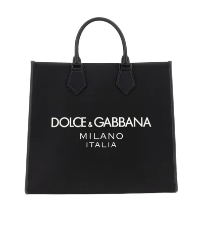 Dolce & Gabbana Large Logo-embossed Tote Bag In Black