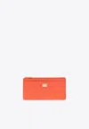 Dolce & Gabbana Large Logo Tag Leather Cardholder In Red